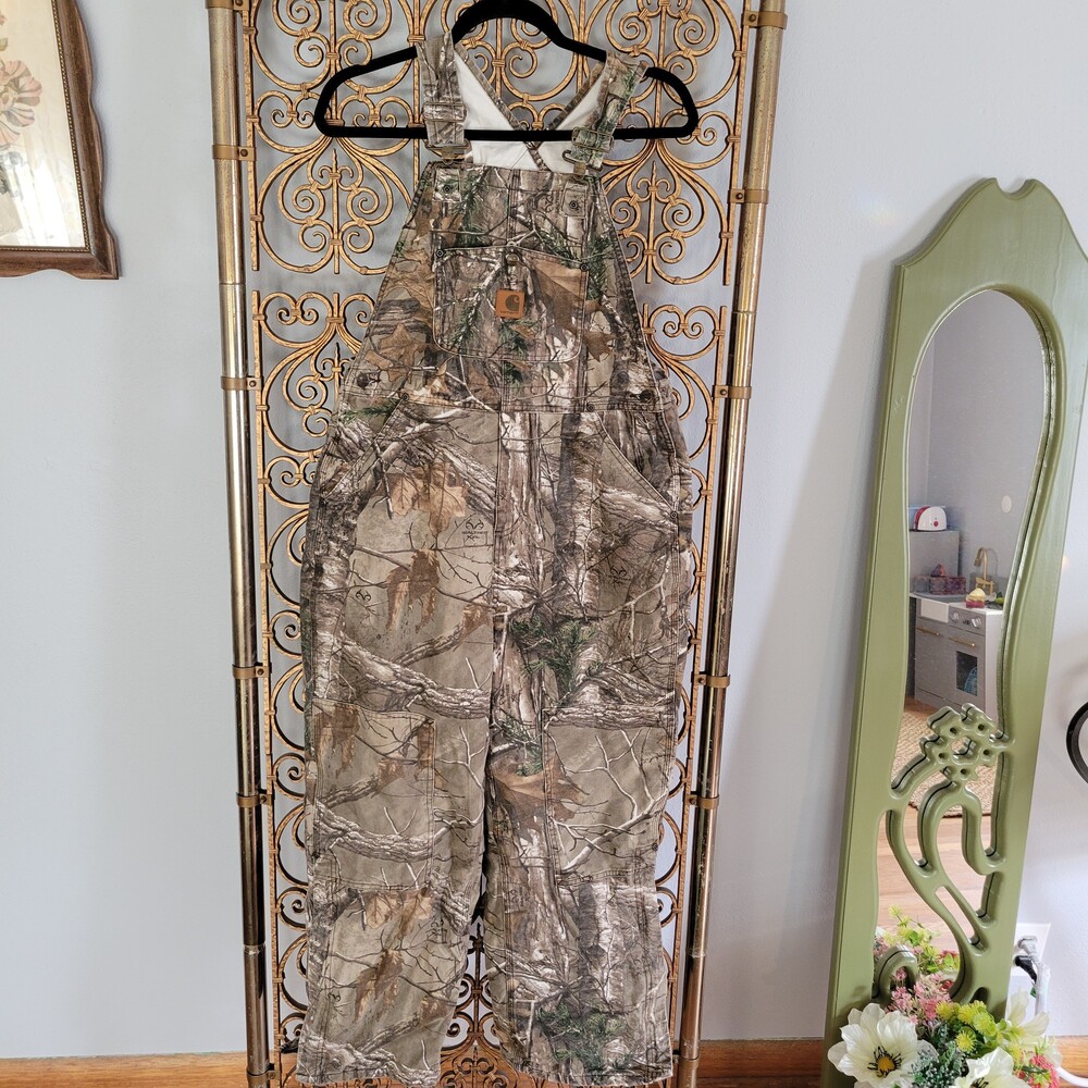Carhartt Realtree Camo Bib Overalls Adjustable Straps Pockets